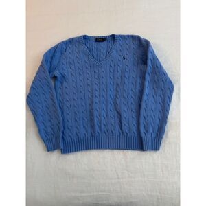 Polo Ralph Lauren Women's V-Neck Cotton Cable-knit sweater, XL.